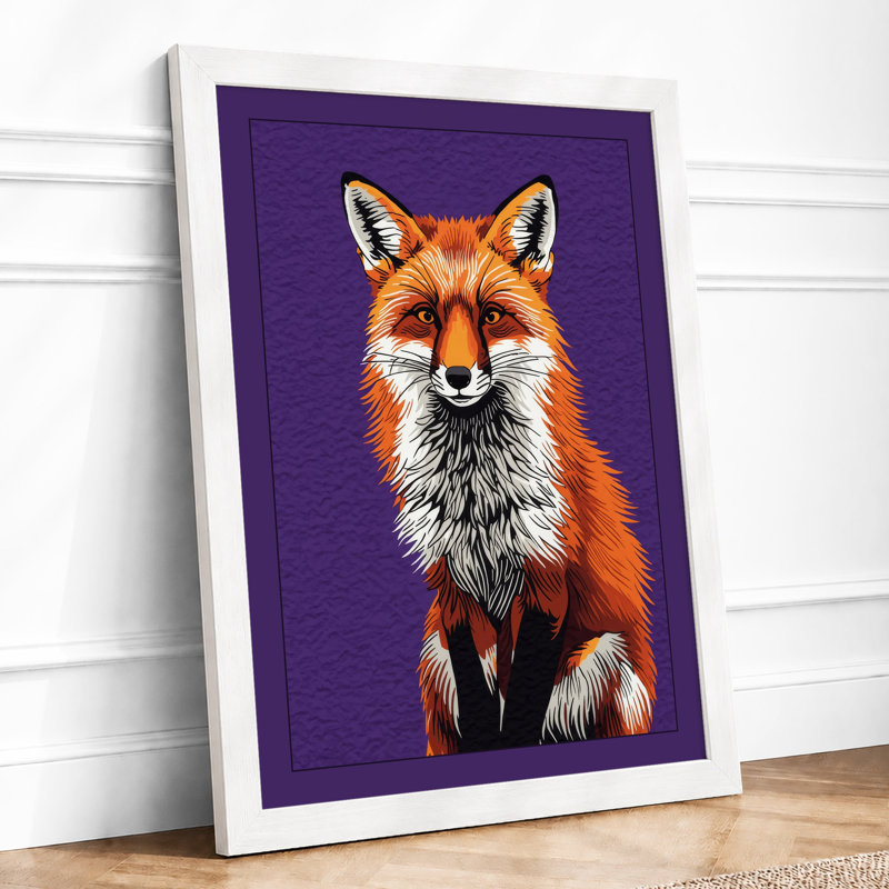 Fox Study Modern - Framed Print, A3 - 42.0 x 29.7 cm, White