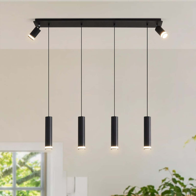Luminaire suspendu pour îlot de cuisine noir mat à 6 lumières Angelina [Sans ampoule]