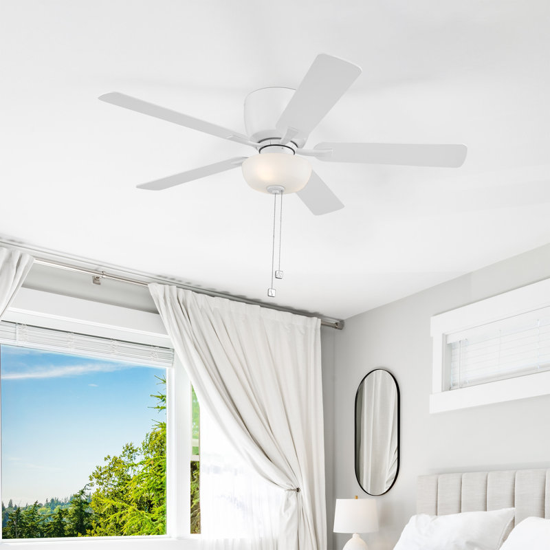 Gallant 52 in. LED Indoor/Covered Outdoor Matte White Hugger Ceiling Fan with Pull Chain Control and Bulbs Included
