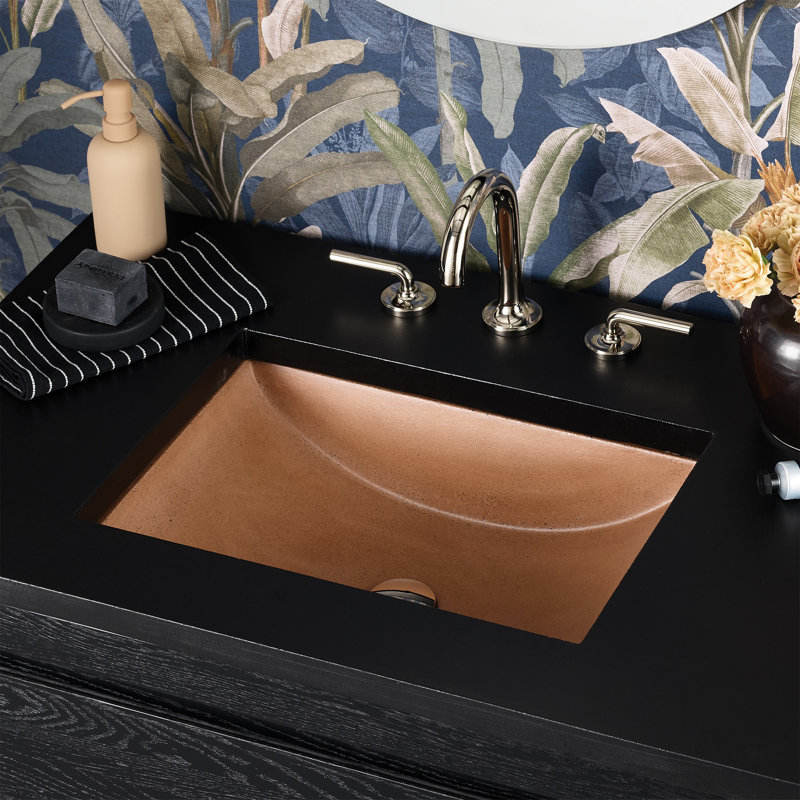 Cabrillo NativeStone Concrete Rectangular Undermount Bathroom Sink, Terracotta