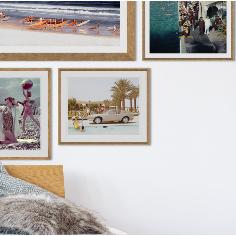 Friends Having Fun Near Pool Giclee Print, White, Brown, 21" H x 25" W x 2.375" D