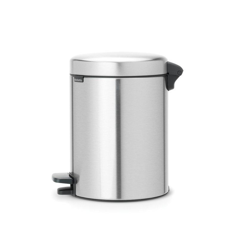 Matt Steel Fingerprint Proof Round Pedal Trash Can, 5 Liter