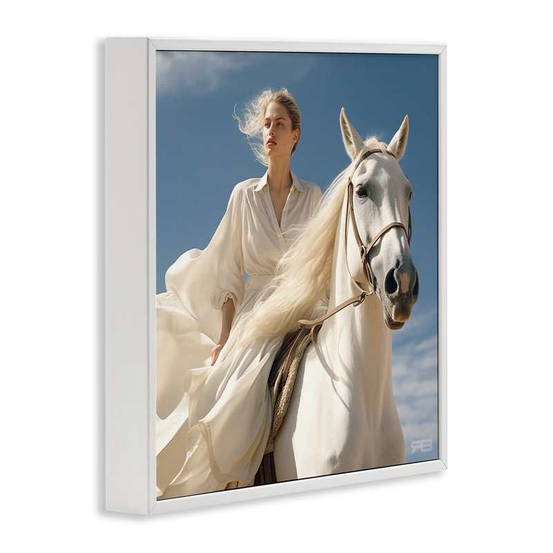 Art giclée par des vents équestres par RB, Estampe numérique encadrée blanc bord de mer, H 12 po x l 12 po