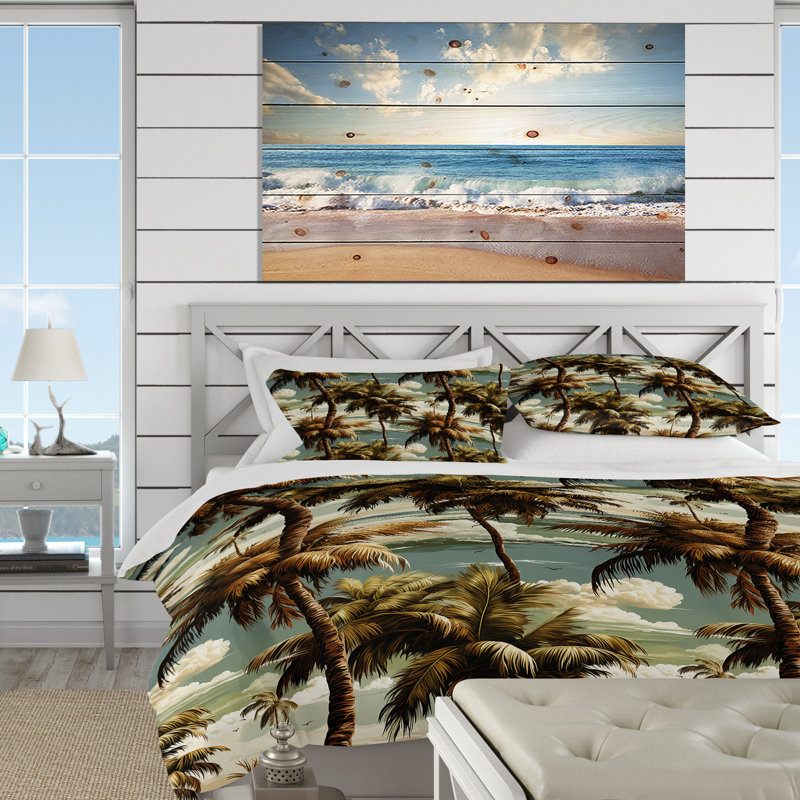 Ensemble de housse de couette Coconut Grove, Housse de couette pour grand lit et 2 taies décor