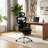 Ergonomic Mesh Office Chair with Massage Lumbar Pad, Adjustable Split Backrest, Multi-Directional Armrests & Retractable Footrest, Reclining Executive Desk Chair for Home Office