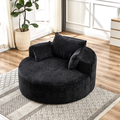 Fauteuil-lit en chenille Fluffy, d'une longueur de 55 po, aucun assemblage requis, pour la vie, la chambre à coucher, le salon, la salle de projection, la conception du coussin requis, le siège en éponge, l 55 po