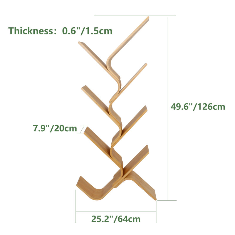 Floor Bamboo Tree Bookshelf, (7 Shelves) 49.6"H x 25.2"W x 7.9"D