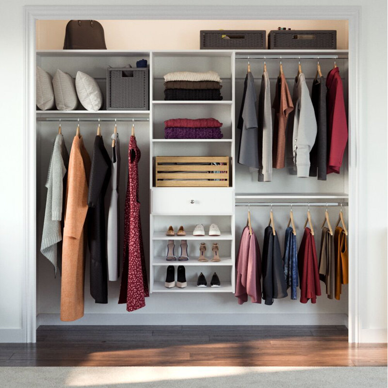 Grid 96" W Closet System Walk-In Sets, White