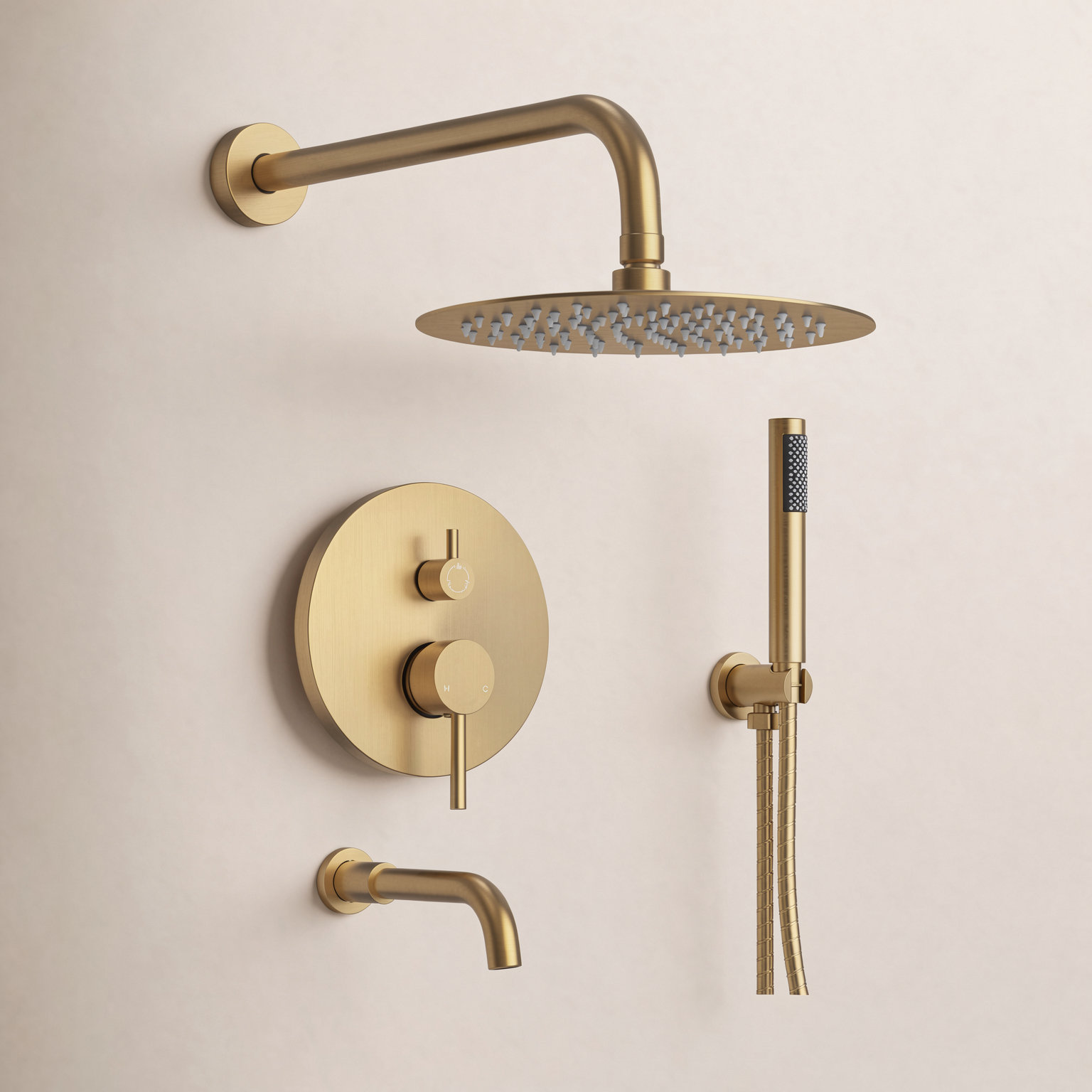 AquaSpa 10" Shower System with Tub Faucet, Brushed Gold