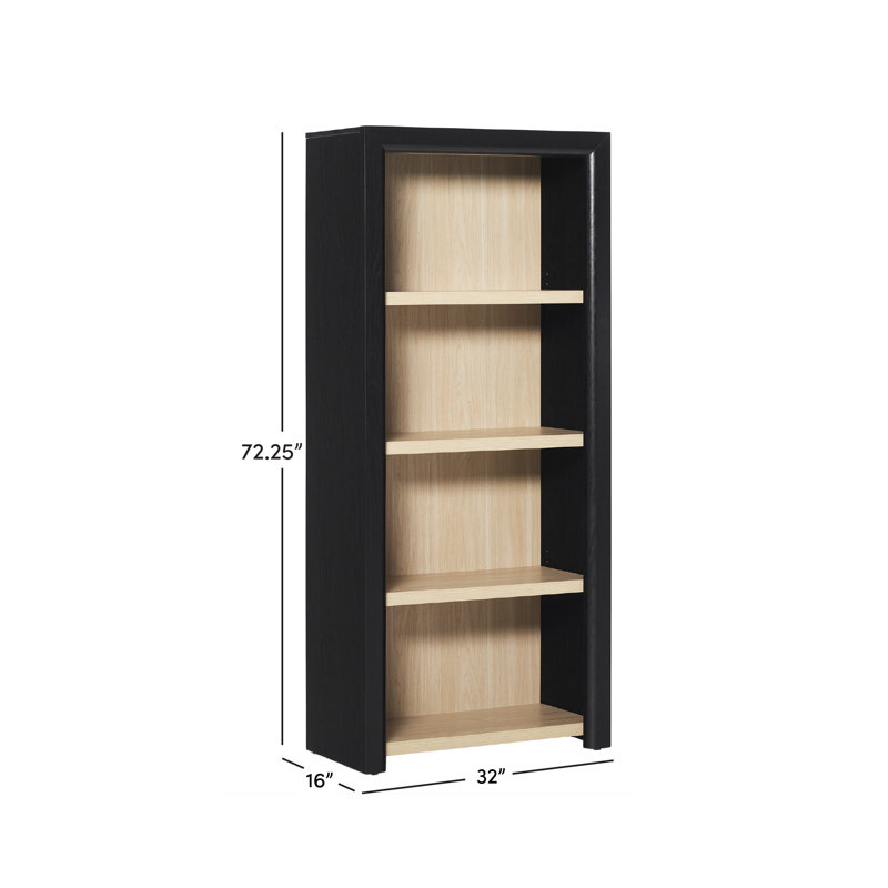 Cottrell 72.25" H x 32" W 4-Tier Wood Bookshelf Shelving Unit, Black