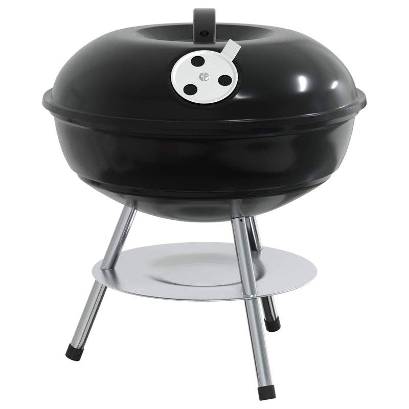 Barbecue au charbon Vidaxl noir 14,37 po x 14,37 po x 15,75 po