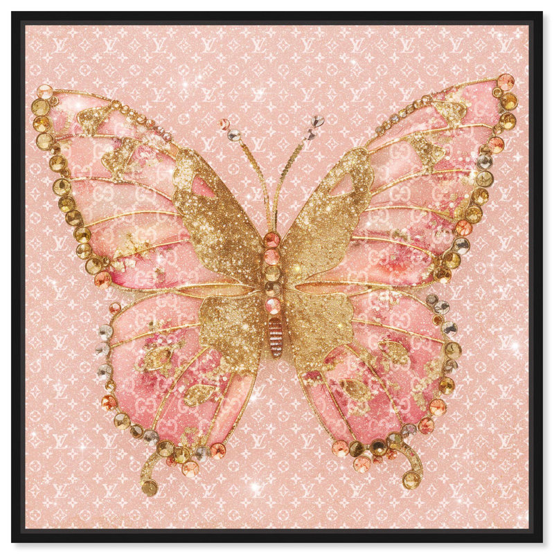 «Glittering Elegant Butterfly» par Art Remedy, H 13 po x l 13 po, Noir, Cadre flottant