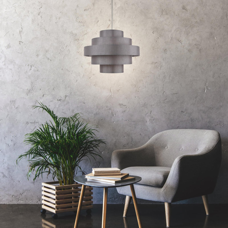 22cm H Silk Novelty Pendant Shade in Grey