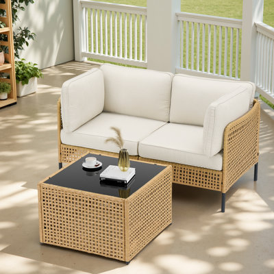 Ensemble de mobilier de patio modulaire en osier 3 pièces Ebern Designs