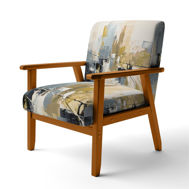 Paper Euphoria I - Chaise rembourrée de style moderne Mid-Century, Beige, Brun