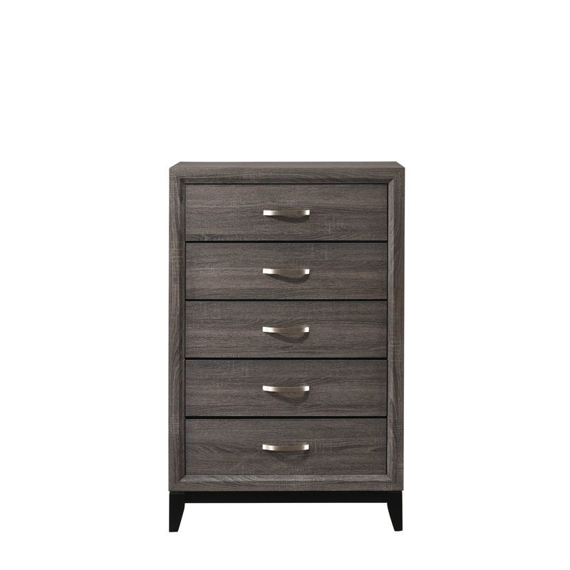 Meuble de chambre contemporain à 5 tiroirs 1Pc, Gris