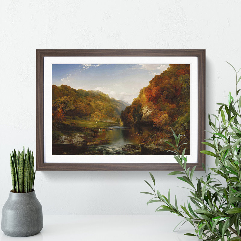 The Hudson River Vol.2 by Thomas Cole - Picture Frame Painting, 27cm H x 36cm W x 2cm D, Walnut