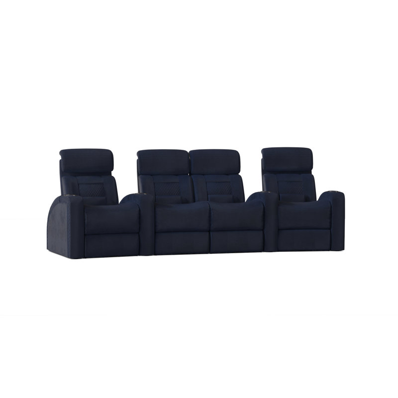 Repose-pieds en forme de rangée de cinéma avec repose-pieds méridienne (rangée de 4), Océan Smartsuede