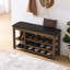 Banc à langer avec rangement à hauteur réglable en bois d'hévéa naturel, capacité 2 places, brun classique avec compartiments de rangement dissimulés