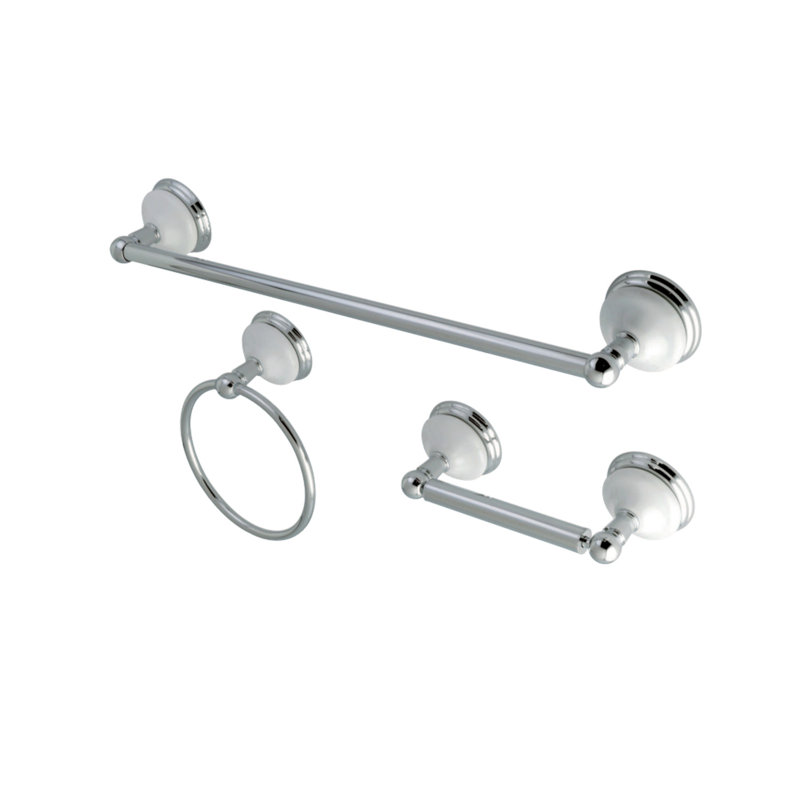 Ensemble de quincaillerie de salle de bain victorienne 3 pièces, Chrome poli