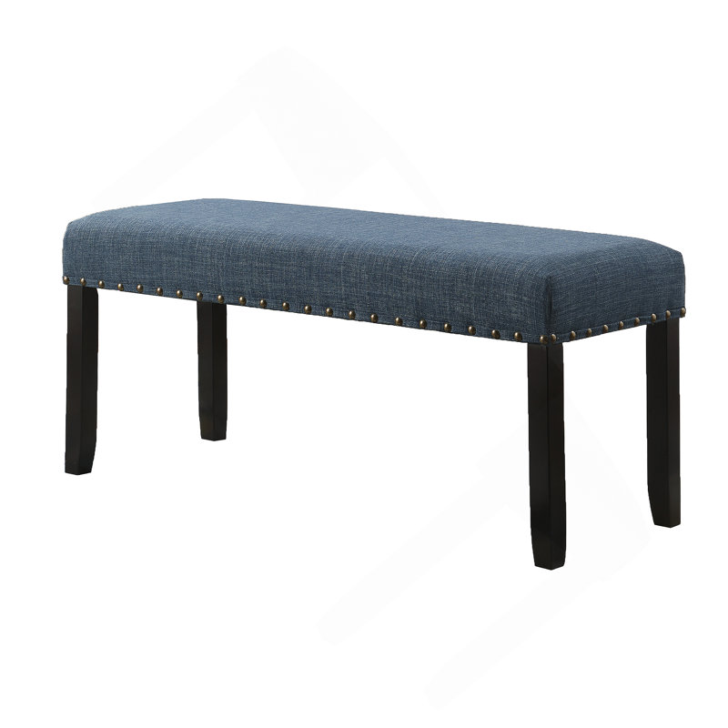 Fabric Dining Bench with Nailhead Trim, Blue