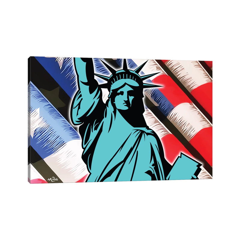 Waving Liberty by Hybrid Life Art - Wrapped Canvas Print, 20.32 cm H x 30.48 cm W