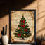 Arbre de Noël rétro noir, art mural, impressions de style rétro-506413131