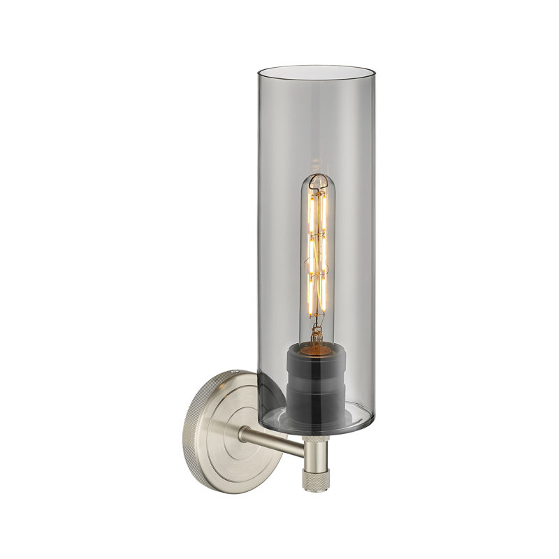 Applique murale 1 lumière Crown Point, H 15,5 po x l 3,88 po x P 6,5 po, Plaqué couleur fumée, Nickel satiné