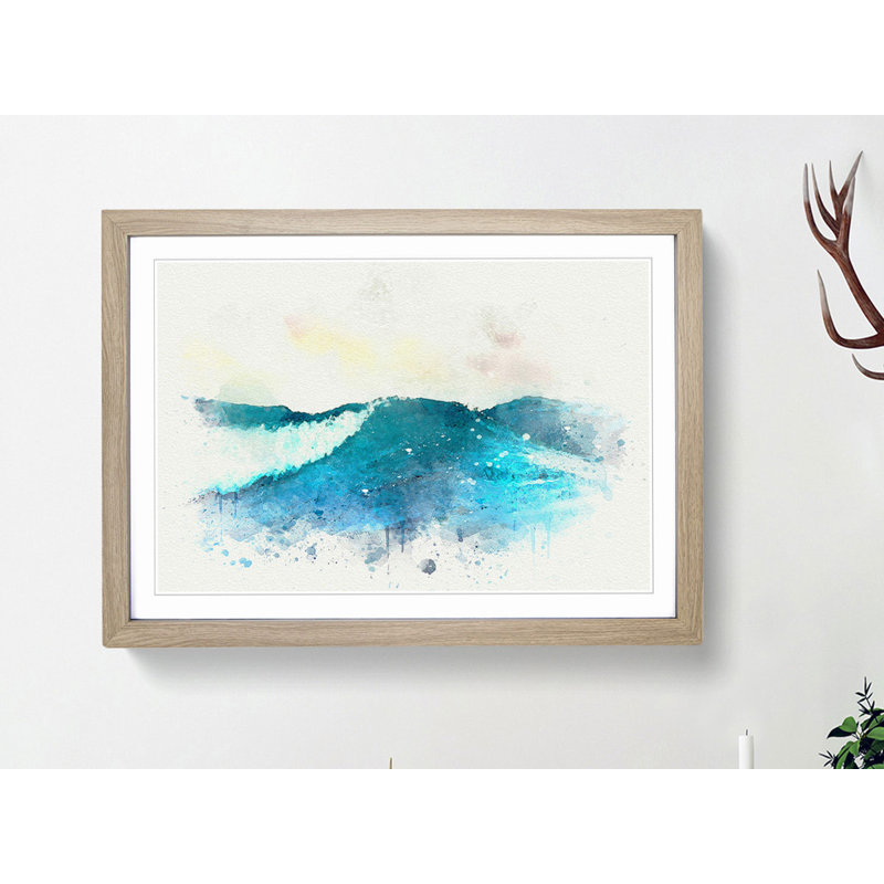 Rolling Ocean Waves in Abstract - Picture Frame Graphic Art Print, Oak, 60cm H x 91cm W x 2cm D