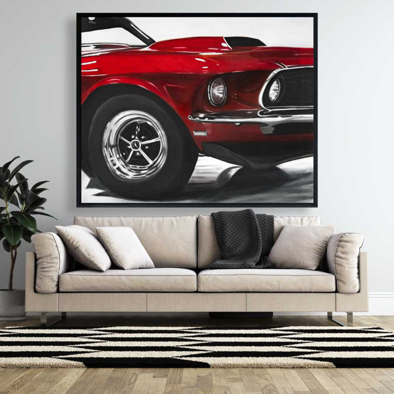 Classic Red Car - Toile encadrée pour homme Cave Home Decor