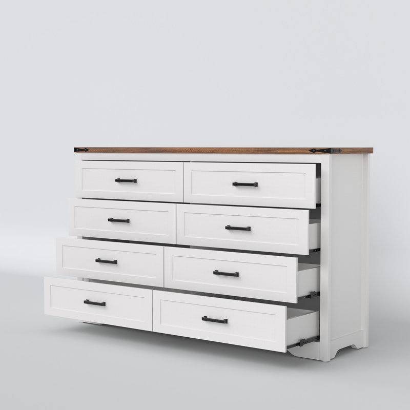 Commode double 8 tiroirs avec panneau supérieur brun rustique Astred