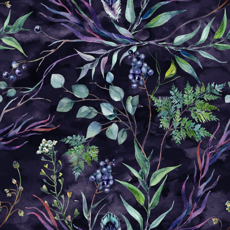 Feuilles de Samaire - peinture sur toile tendue, H 20 po x l 20 po