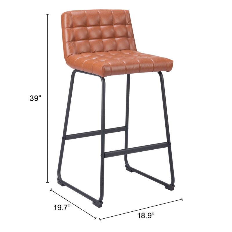 Pago Upholstered Counter Stool, Bar Stool (29.9" Seat Height), 100% Polyurethane-Brown