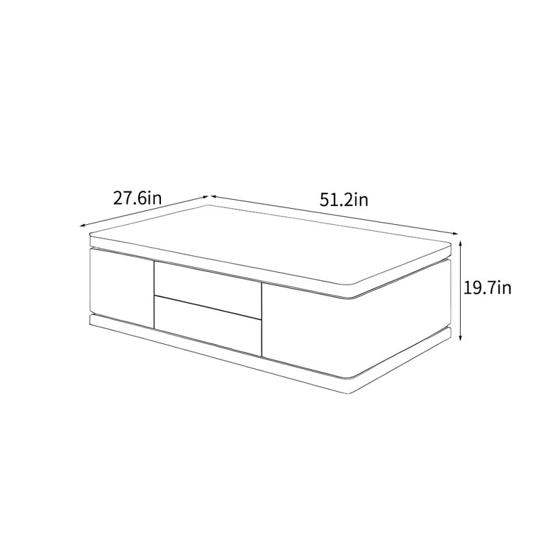 Table basse moderne de style nordique, Noir, H 19,7 po x l 51,2 po x P 27,6 po