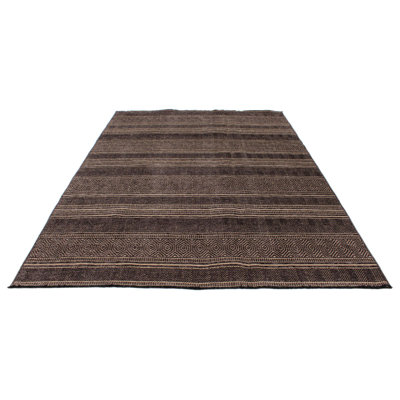 Tapis contemporain noir et beige 7 x 9
