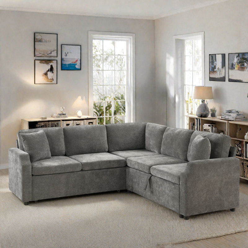 Latitude Run® L-shaped Sectional Sofa With Hidden Storage Compartment ...