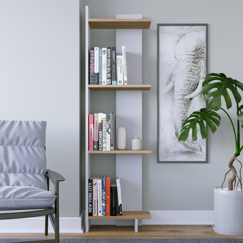 Rodney Bookcase Corner Bookcase, White-Oak