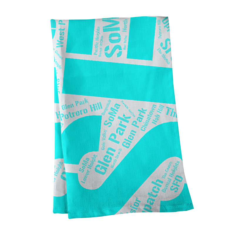 Cotton Tea Towel Kitchen Towel, Cyan, Austin