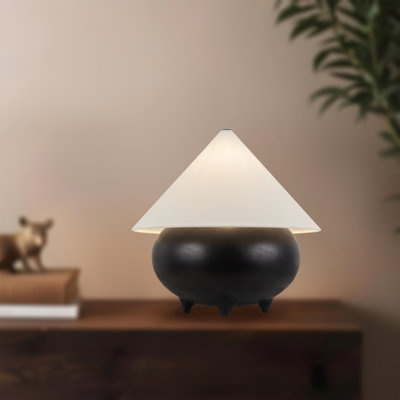 Lampe de table noire mat 17 po avec abat-jour en lin Rowan Rowan