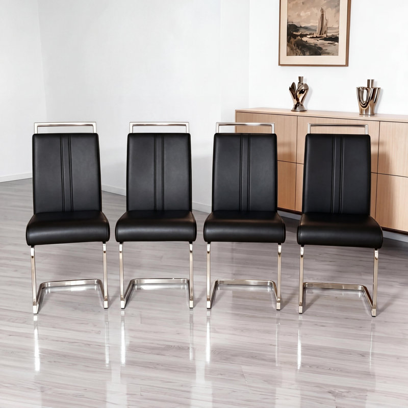 Modern Luxe Faux Leather Dining Chair Set of 4, Thick Foam Dining Chairs, C Shaped Kitchen Chairs for Dining Room, Conference Room