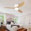 Ventilateur de plafond avec lumière, conception encastrée, 3 pales en plastique ABS, télécommande incluse, réglage à 6 vitesses, moteur à courant continu réversible, fonctionnement silencieux-1227437221