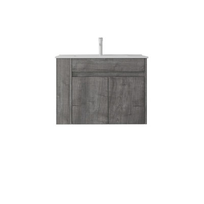 Meuble-lavabo flottant 30 po avec lavabo, porte à fermeture en douceur, lavabo en céramique, contreplaqué