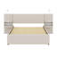 Lit plateforme tapissier avec lampes de lecture, tiroirs, lit gigogne et tablettes