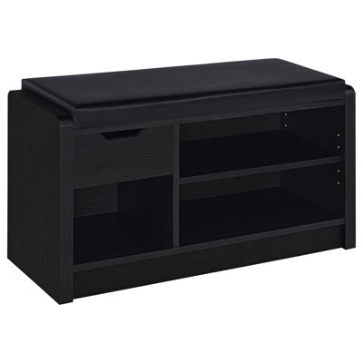 Astor Black 1-Drawer Storage Bench