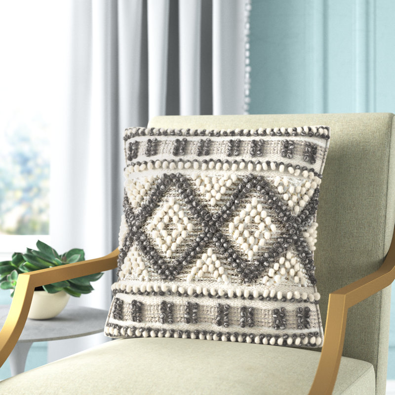 Reni Geometric Cotton Reversible Throw Pillow, 18" x 18", Polyester