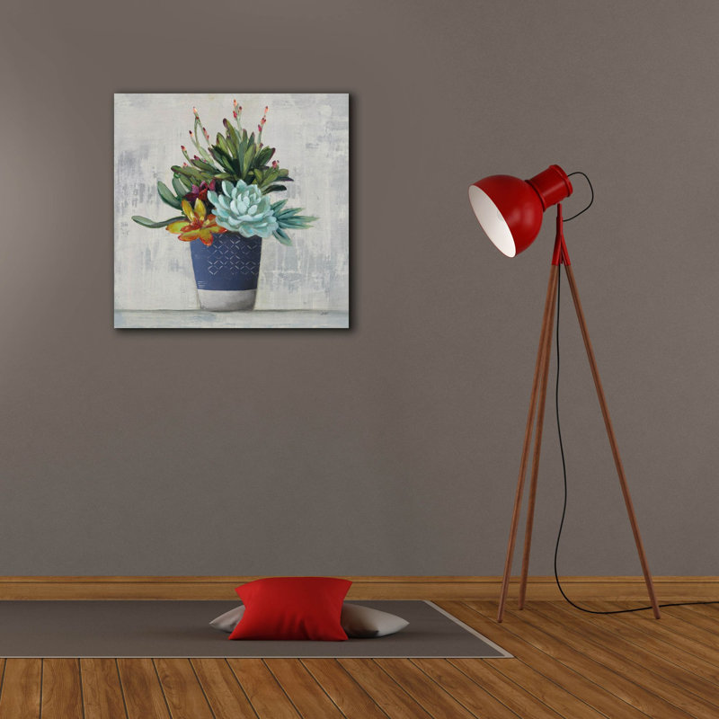 «Succulent Still Life 1 Navy» par Julia Purinton, art mural sur toile, H 26 po x l 26 po x P 1,5 po
