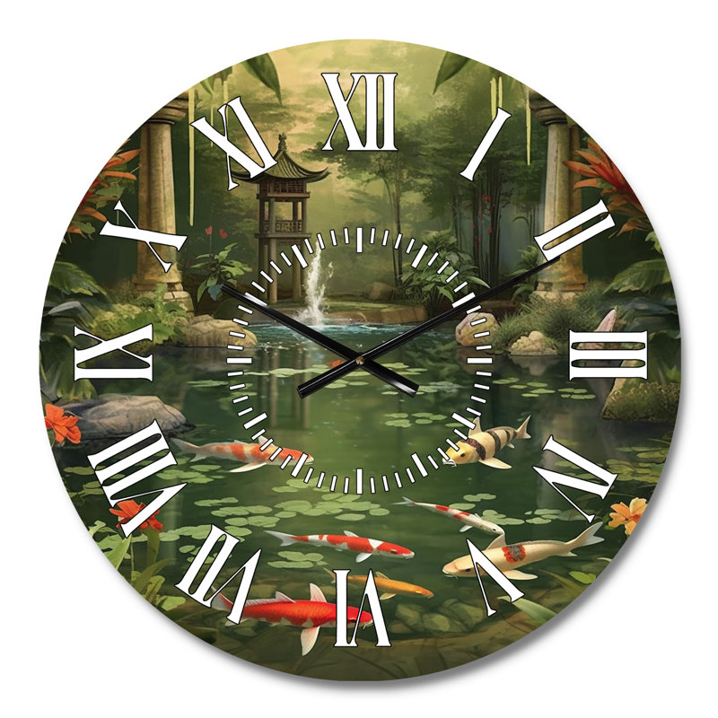 Horloge murale Bamboo And Koi Pond, Médium