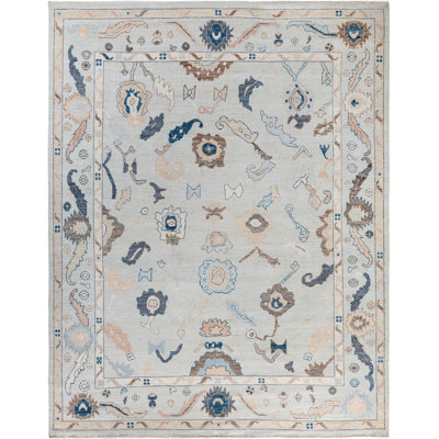 One-of-a-Kind Rectangle 8'2" X 10'3" Wool Area Rug Light Blue/Brown/Beige/Navy