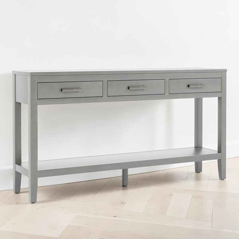Deerfin Console Table, 59.08'' Contemporary Console Table with 3 Drawers and 1 Shelf, Gray