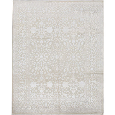 Tapis beige noué à la main de haute qualité